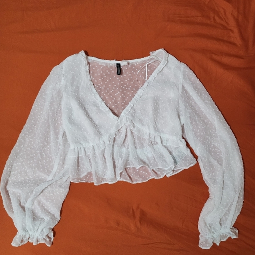 White sheer long sleeve